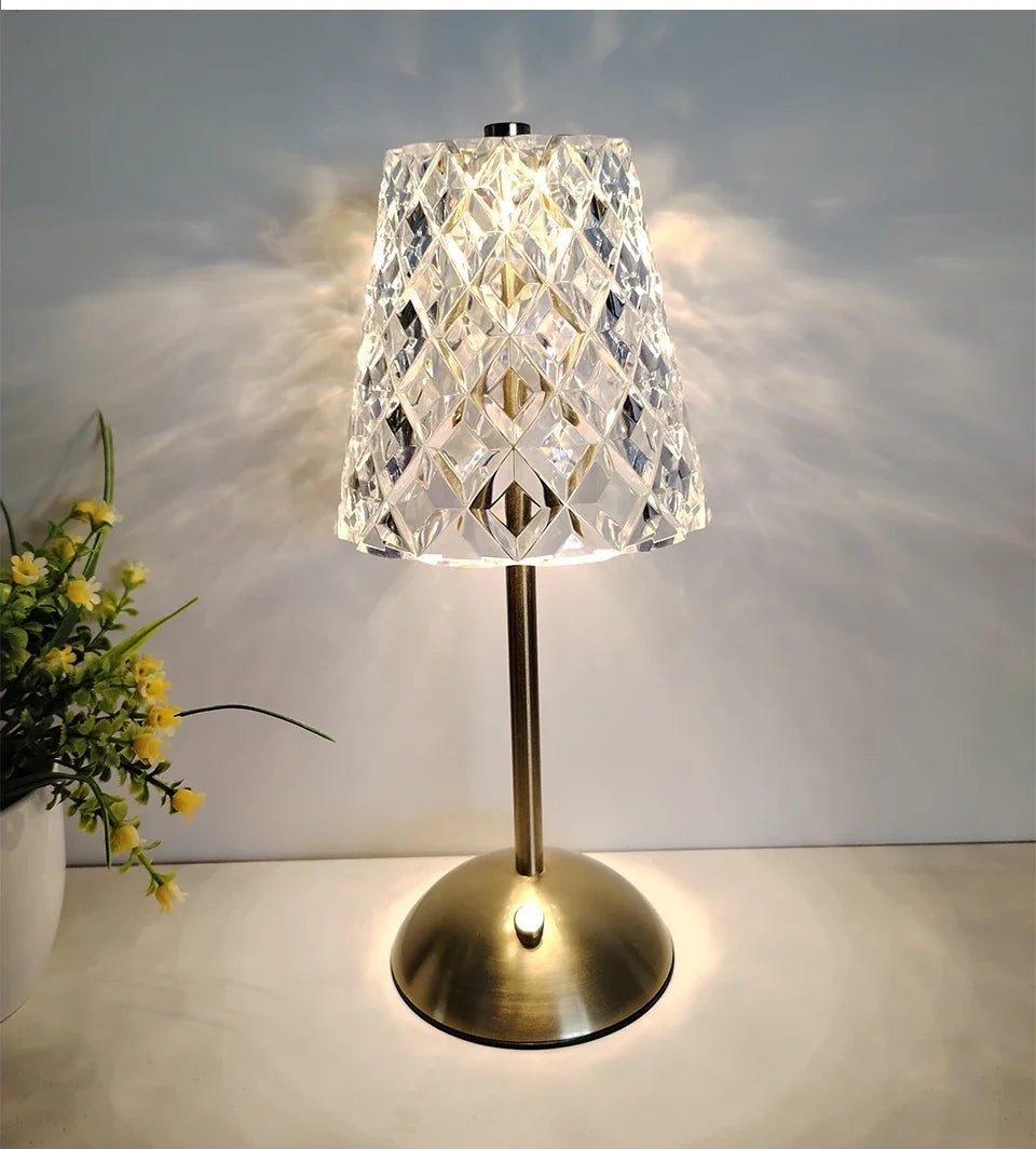 Éclat Cristal - Lampe de Table Luxueuse Sans Fil