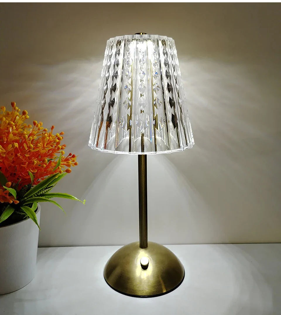 Éclat Cristal - Lampe de Table Luxueuse Sans Fil