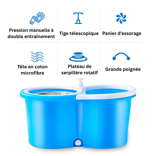 SpinClean™ – Tête de Vadrouille 360° Ultra-Absorbante en Microfibre