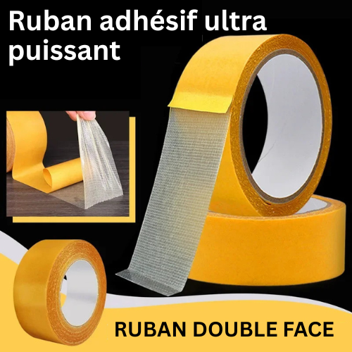 StickMax™ – Ruban Adhésif Double Face Ultra-Résistant en Maille de Tissu (10 m)